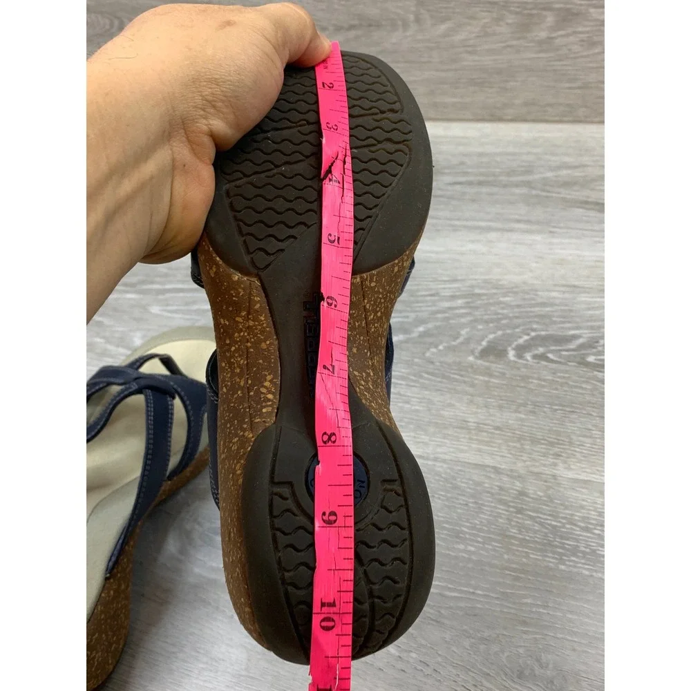 Merrell Sundial Cross Mood Indigo Blue Leather Strappy Wedge Sandals Women's 8